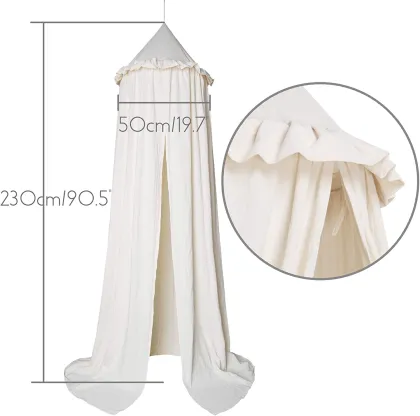 Kids Bed Canopy with Frills Cotton Cover Net for Baby Crib
