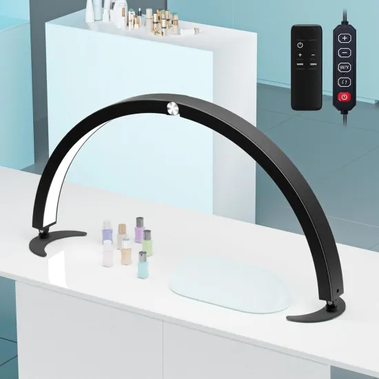 New Portable 29 Inch Half Moon LED Light for Nail Tables - Perfect for Manicure Salons