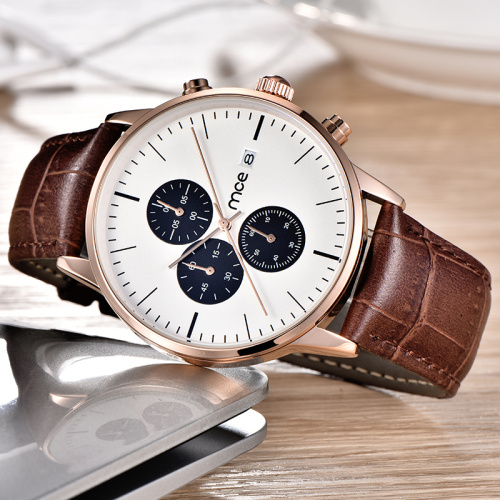 2018 leather straps luxury brand quartz movement men watch