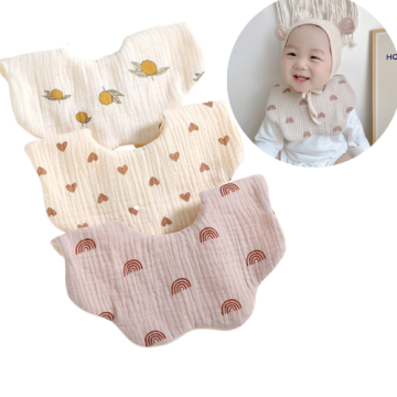 360° 6-Layer Cotton Yarn Burp Cloths & Feeding Bibs: Cute Patterns for Newborns and Toddlers