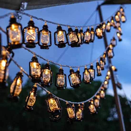 Outdoor Tent & Camping Decor: Small Ball Battery-Operated Light Strings with Christmas Lantern & Small Bulbs