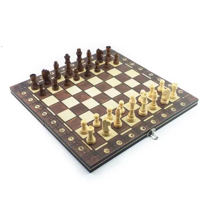 Super Magnetic Wooden Chess Backgammon Checkers 3 in 1 Chess Game Ancient Chess Travel Chess Set Wooden Chess Piece Chessboard