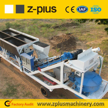 Canton fair recommend YHZS25 wheel concrete batch plant with chassis