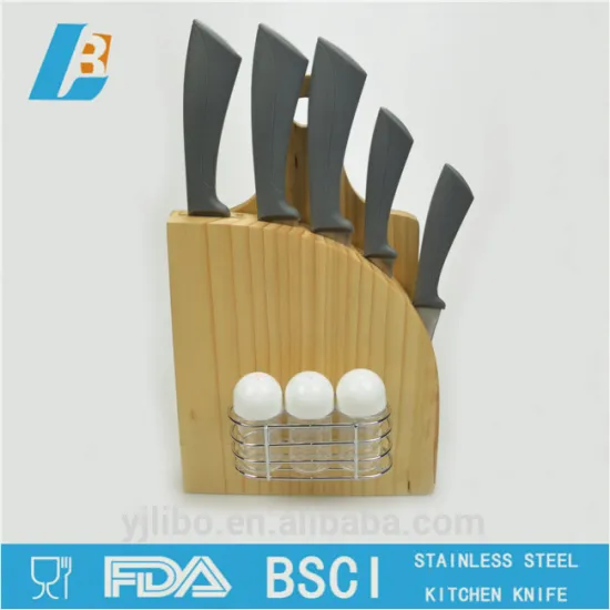 f kitchen knife with wooden knife block