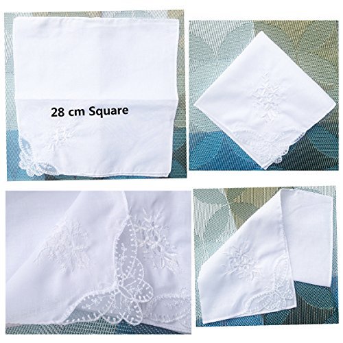 Womes White Cotton Handkerchief Embroidery Wedding