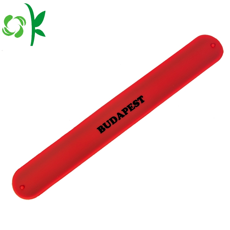 Red Slap Bracelet Silicone Printed Wriststrap with Ruler