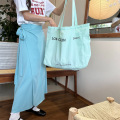 Mint Green dragkedja Fickan Anpassad logotyp Canvas Bag