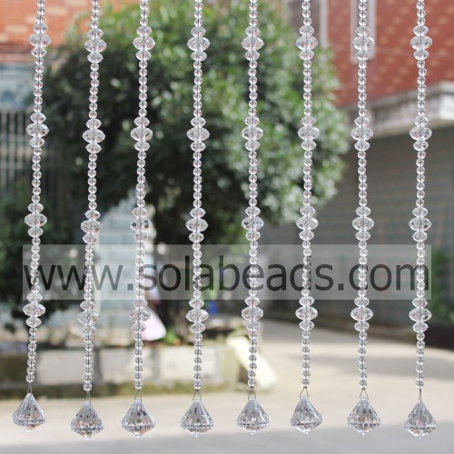 Decorazione per ghirlanda di perline in cristallo con filo di 22 mm e 14 mm e 8 mm