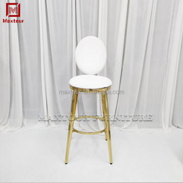 Hot Sale Luxury Gold Stool: White PU Leather Seat & Stainless Steel Bar Chair