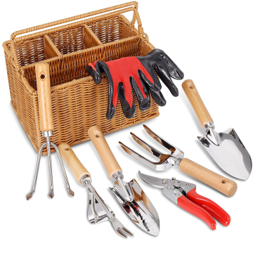 Chinese Wholesale Multi-Functional Garden Tool Kit with Wooden Handle and Case