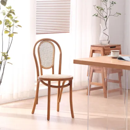 Wabi-Sabi Style Vintage Dining Chair Bentwood Rattan American Sonnet for B&B Cafe Tables
