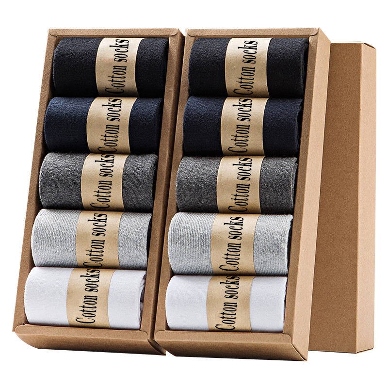 CKobj Large Size Men's Socks 10 Pairs/Multi Black/White/Grey Business Mid-tube Men's Four Seasons Cotton Socks EUR38-44