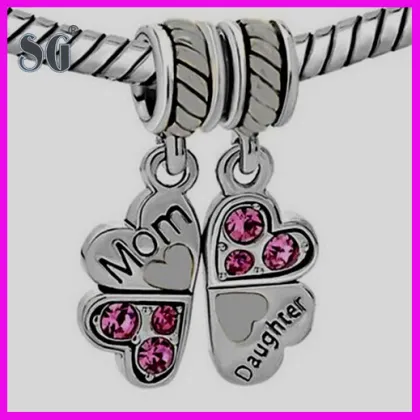 Mother Daughter Heart Love Butterfly Charm Fits All Brand European Charm Bracelets