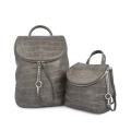 Green Leather Mini Backpack Croc Embossed Bag