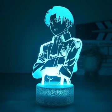 LEVI ACKERMAN ACRYLIC 3D LAMP: Attack On Titan Child Gift และ LED Bedside Night Light สำหรับแฟนอนิเมะ