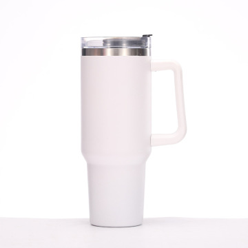 Vakuum isoliertem Becher mit 40 Unzen Edelstahl aus Edelstahl mit Griff, Schraubdeckel und Stroh - perfekt für den Kaffee zurück in die Schule