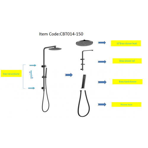 Top Water Inlet Gun Metal Shower Set