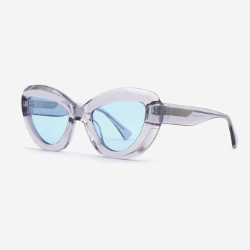 Butterfly-shaped with 3D effect Acetate Female Sunglasses