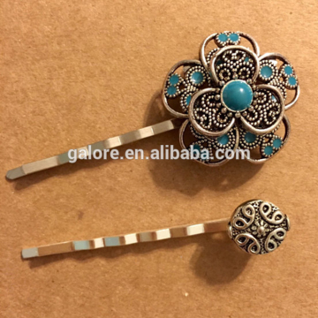 womens antiqued silver flower hair clip