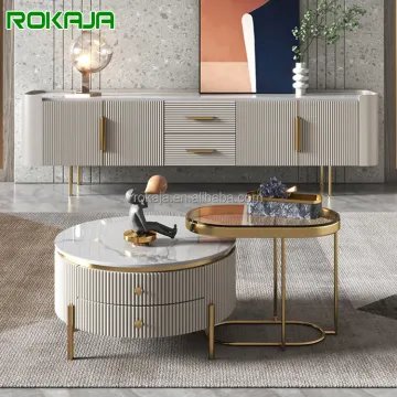Modern Luxury Sintered Stone Coffee Table and TV Cabinet Set