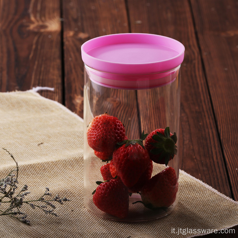 Vaso di vetro cilindrico trasparente personalizzato all&#39;ingrosso