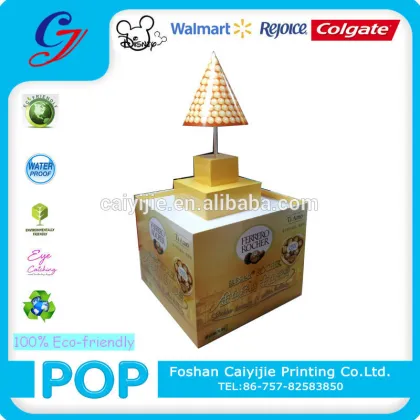 Jinsha brand corrugated texture chocolate sweets stacker for retail shop cardboard stacker display