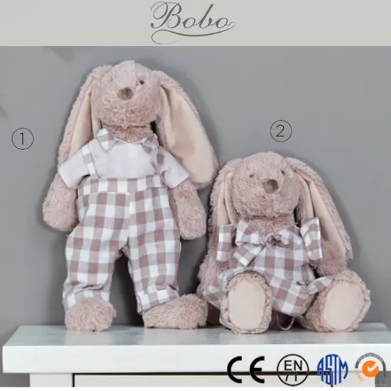 Brown Rabbit with Plaids Dressing Kids Toys