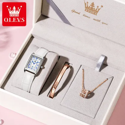 OLEVS 6625 Square Watch: A Stylish Quartz Watch Set for Women with Bracelets - Perfect Gift Idea