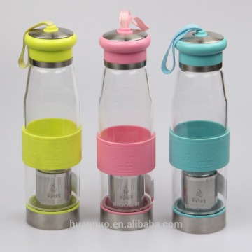 2016 hot sale tea infuser water bottle glass bottle
