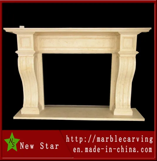Beige Stone Carving Beige Marble Fireplace for Indoor Decoration (NS-12F8)