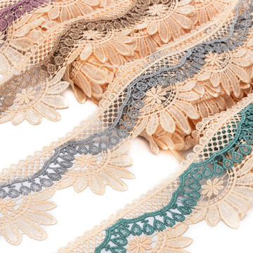 Wholesale Water-Soluble Embroidery Border Guipure Lace Trim: Customizable 4 Colors, Low MOQ, High Quality