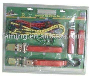 8 pcs combo ratchet buckle strap bungee cord gs