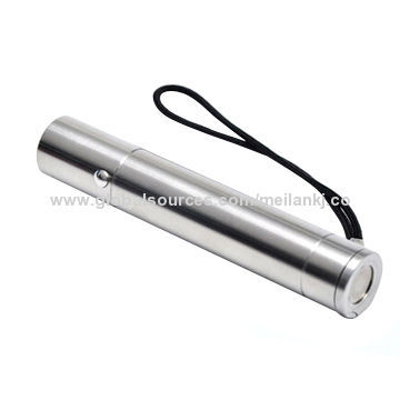 Waterproof LED torch, all stainless steel, can aid by hitting the glass window, 2600mAh power bank