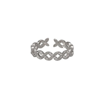 925 Sterling Silver Finger Rings with 18k Gold Plating, CZ Zircon, and Diamond Accents - Adjustable Size