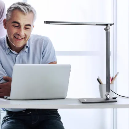 TaoTronics Metal LED Desk Lamp, 100% Premium Metal Body, Touch-Sensitive Control, 4 Light Modes Glare-Free, Adjustable Arm