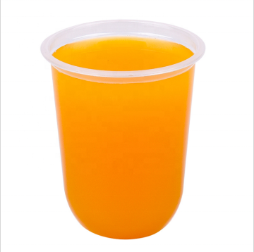 Food Grade Disposable Plastic Beverage Coffee Cup 500ml Clear U Shape Container