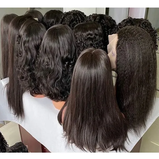 Kinky Straight Raw Brazilian Virgin Human Hair Extension Glueless Full Lace Front Wig Cheap Hd  Transparent Lace Frontal Wig