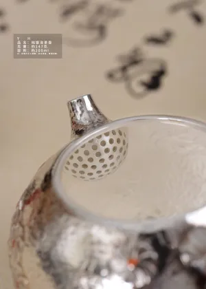 Handcrafted Silver Teapot with Delicate Daisy Hammer Design