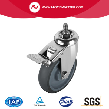 Threaded Stem TPR Swivel Caster With Brake