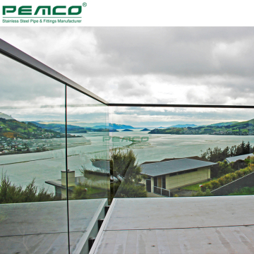 Modern Aluminum Stair U Channel Frameless Glass Handrail Design