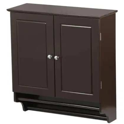 Double Door Wall Storage Cabinet Bathroom Furniture Black