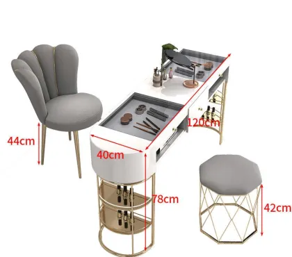 Gold Special Nail Shop Set: Luxury Single and Double Nail Tables