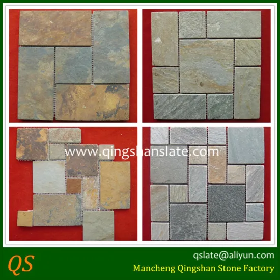 natural slate stone mosaic floor tiles