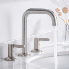 Mixer Kontemporer Mengetuk Faucet Basin Wajah Ganda