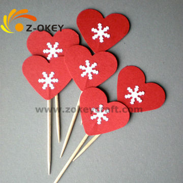new Red Hearted Toppers with White Snowflakes - Hand Punched, Lovable, Snowy Decorations for the Holiday Season or Weddings