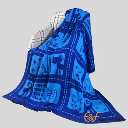 Children Double Jacquard Cartoon Pattern Knitted Blanket