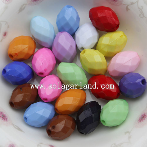 Opaque Colors Acrylic Faceted Oval Beads for Jewelry Parts