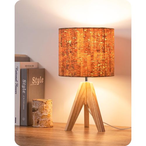 Wood Tripod Bedside Table Lamp