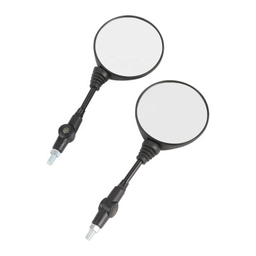 1 Pair 10mm Side Rearview Mirror for Motorcycles - Anti-Fall Folding Round Mirror for Harley, Scooter, KTM