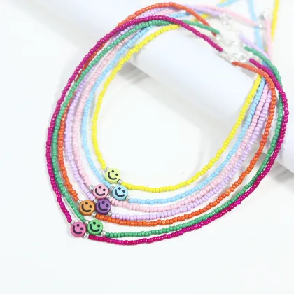 Rainbow glass bedas necklace set